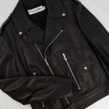 Christian Dior Black Leather Biker Jacket with Silver Zip Detail and Stitch Logo FR 40 (UK 12)