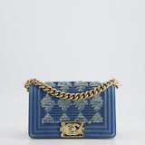 Chanel Blue Small Boy Bag in Denim with Champagne Gold Hardware