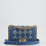 Chanel Blue Small Boy Bag in Denim with Champagne Gold Hardware