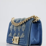 Chanel Blue Small Boy Bag in Denim with Champagne Gold Hardware