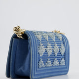 Chanel Blue Small Boy Bag in Denim with Champagne Gold Hardware