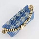 Chanel Blue Small Boy Bag in Denim with Champagne Gold Hardware