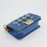 Chanel Blue Small Boy Bag in Denim with Champagne Gold Hardware