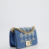 Chanel Blue Small Boy Bag in Denim with Champagne Gold Hardware