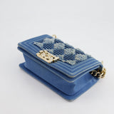 Chanel Blue Small Boy Bag in Denim with Champagne Gold Hardware