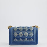 Chanel Blue Small Boy Bag in Denim with Champagne Gold Hardware