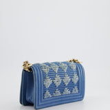 Chanel Blue Small Boy Bag in Denim with Champagne Gold Hardware