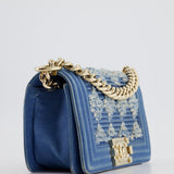 Chanel Blue Small Boy Bag in Denim with Champagne Gold Hardware