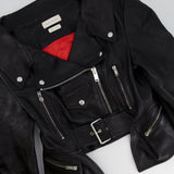 Alexander McQueen Black Cropped Leather Jacket with Belt Detail Size IT 44 (UK 12)