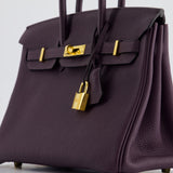 Hermès Birkin 25cm Retourne Bag in Raisin Togo Leather with Gold Hardware