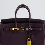 Hermès Birkin 25cm Retourne Bag in Raisin Togo Leather with Gold Hardware