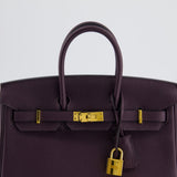 Hermès Birkin 25cm Retourne Bag in Raisin Togo Leather with Gold Hardware