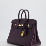 Hermès Birkin 25cm Retourne Bag in Raisin Togo Leather with Gold Hardware