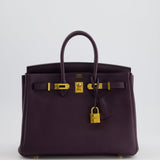 Hermès Birkin 25cm Retourne Bag in Raisin Togo Leather with Gold Hardware