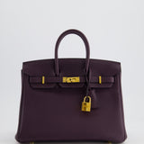 Hermès Birkin 25cm Retourne Bag in Raisin Togo Leather with Gold Hardware