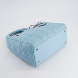 Christian Dior Sky Blue Medium Lady Dior Bag in Cannage Lambskin Leather with Silver Hardware RRP £5,300