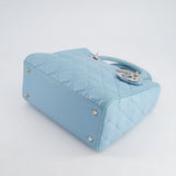 Christian Dior Sky Blue Medium Lady Dior Bag in Cannage Lambskin Leather with Silver Hardware RRP £5,300