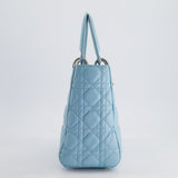 Christian Dior Sky Blue Medium Lady Dior Bag in Cannage Lambskin Leather with Silver Hardware RRP £5,300