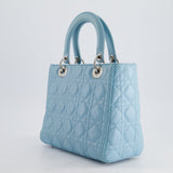 Christian Dior Sky Blue Medium Lady Dior Bag in Cannage Lambskin Leather with Silver Hardware RRP £5,300