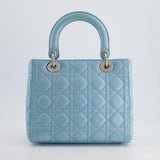 Christian Dior Sky Blue Medium Lady Dior Bag in Cannage Lambskin Leather with Silver Hardware RRP £5,300