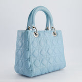 Christian Dior Sky Blue Medium Lady Dior Bag in Cannage Lambskin Leather with Silver Hardware RRP £5,300