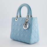 Christian Dior Sky Blue Medium Lady Dior Bag in Cannage Lambskin Leather with Silver Hardware RRP £5,300