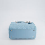 Christian Dior Sky Blue Medium Lady Dior Bag in Cannage Lambskin Leather with Silver Hardware RRP £5,300