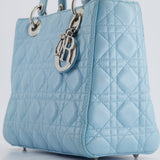 Christian Dior Sky Blue Medium Lady Dior Bag in Cannage Lambskin Leather with Silver Hardware RRP £5,300