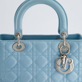 Christian Dior Sky Blue Medium Lady Dior Bag in Cannage Lambskin Leather with Silver Hardware RRP £5,300