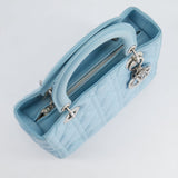 Christian Dior Sky Blue Medium Lady Dior Bag in Cannage Lambskin Leather with Silver Hardware RRP £5,300