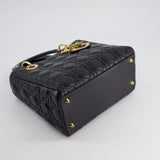 Christian Dior Black Medium Lady Dior Bag in Cannage Lambskin Leather with Gold Hardware RRP £5,300