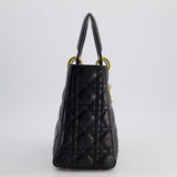 Christian Dior Black Medium Lady Dior Bag in Cannage Lambskin Leather with Gold Hardware RRP £5,300