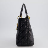 Christian Dior Black Medium Lady Dior Bag in Cannage Lambskin Leather with Gold Hardware RRP £5,300