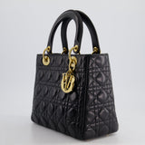 Christian Dior Black Medium Lady Dior Bag in Cannage Lambskin Leather with Gold Hardware RRP £5,300