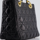 Christian Dior Black Medium Lady Dior Bag in Cannage Lambskin Leather with Gold Hardware RRP £5,300