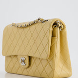 Chanel Vintage Beige Classic Medium Double Flap Bag in Lambskin Leather with Silver Hardware