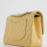 Chanel Vintage Beige Classic Medium Double Flap Bag in Lambskin Leather with Silver Hardware