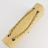 Chanel Vintage Beige Classic Medium Double Flap Bag in Lambskin Leather with Silver Hardware