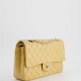 Chanel Vintage Beige Classic Medium Double Flap Bag in Lambskin Leather with Silver Hardware