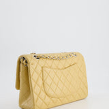 Chanel Vintage Beige Classic Medium Double Flap Bag in Lambskin Leather with Silver Hardware