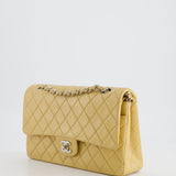 Chanel Vintage Beige Classic Medium Double Flap Bag in Lambskin Leather with Silver Hardware