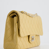 Chanel Vintage Beige Classic Medium Double Flap Bag in Lambskin Leather with Silver Hardware