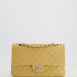 Chanel Vintage Beige Classic Medium Double Flap Bag in Lambskin Leather with Silver Hardware