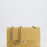 Chanel Vintage Beige Classic Medium Double Flap Bag in Lambskin Leather with Silver Hardware