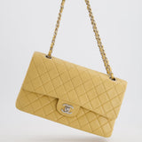 Chanel Vintage Beige Classic Medium Double Flap Bag in Lambskin Leather with Silver Hardware