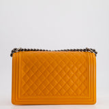 Chanel Orange Medium Boy Bag in Lambskin Leather with Ruthenium Hardware