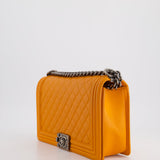 Chanel Orange Medium Boy Bag in Lambskin Leather with Ruthenium Hardware