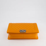 Chanel Orange Medium Boy Bag in Lambskin Leather with Ruthenium Hardware