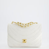 Chanel White Half Moon Curve Flap Vintage Quilted Bag With 24k Gold Hardware