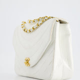 Chanel White Half Moon Curve Flap Vintage Quilted Bag With 24k Gold Hardware